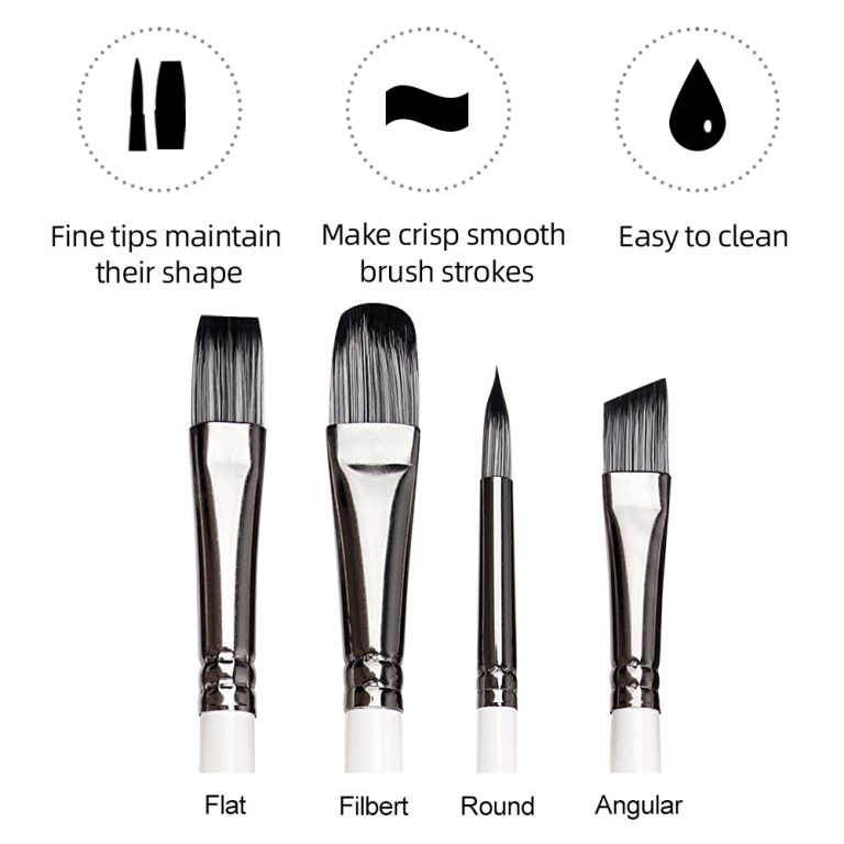 10 Pcs Mixed Type Stuido Paintbrushes Set Pearl Whit New Combination Design (4)