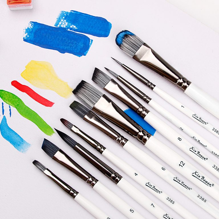 10 Pcs Mixed Type Stuido Paintbrushes Set Pearl Whit New Combination Design (5)