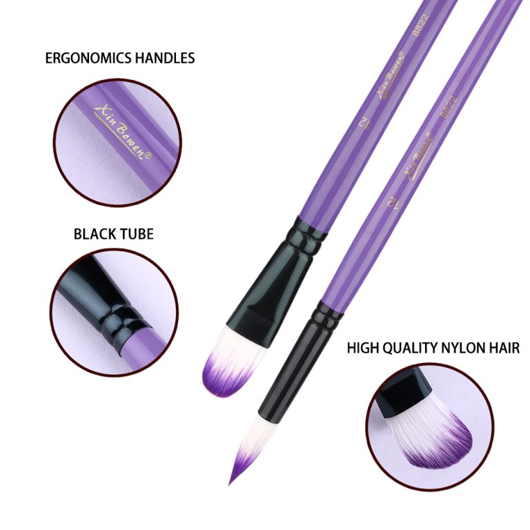 Acrylic Paint Painting Nylon Brush 6 Size Paintbrushes Set Violet (2)