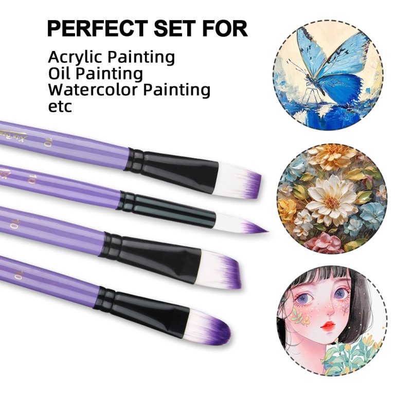 Acrylic Paint Painting Nylon Brush 6 Size Paintbrushes Set Violet (4)