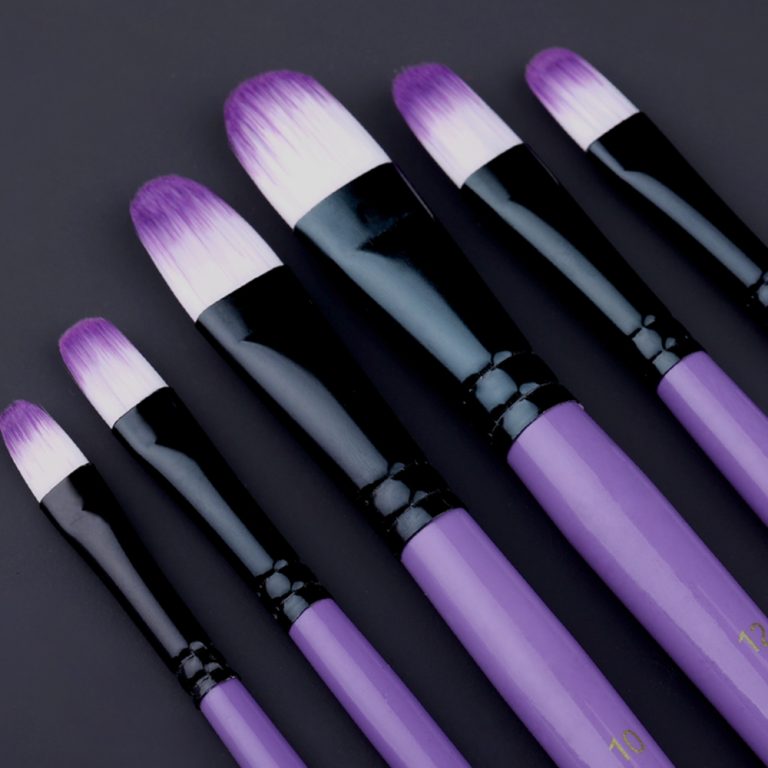 Acrylic Paint Painting Nylon Brush 6 Size Paintbrushes Set Violet (6)