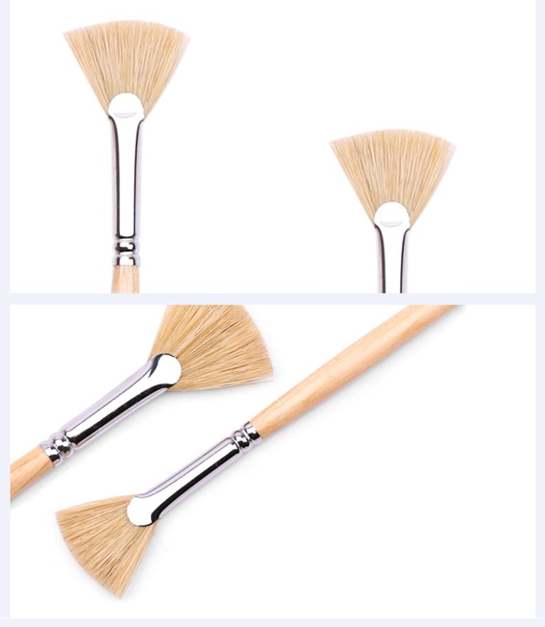 Fan Shape Bristle Hair Painting Brush Artist Paintbrush (2)