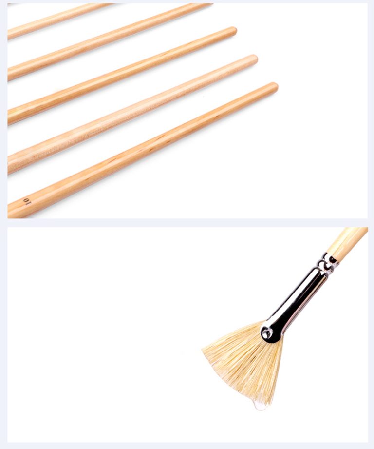 Fan Shape Bristle Hair Painting Brush Artist Paintbrush (3)