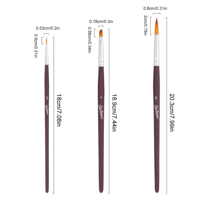Paintbrushes length and weight detail