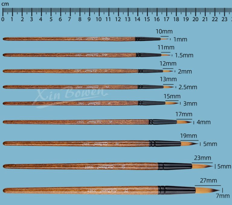 tea color paintbrushes 9 size details and package size (1)