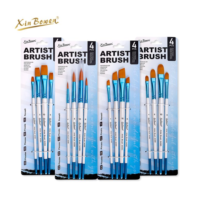 4pieces blue aluminum tube paintbrushes set