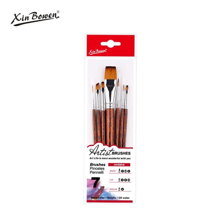 Tea Color 7 Pieces Flat Head Paintbrushes Set