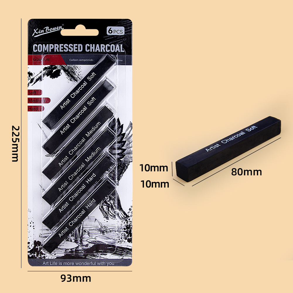 Artist 6 Pieces Compressed Charcoal Sticks - xinbowen