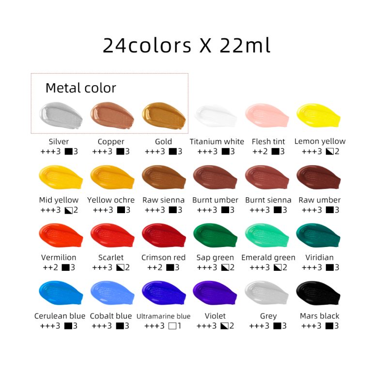 color of 24 base acrylic Paint