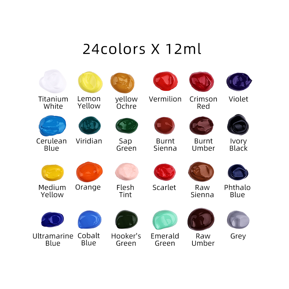 24 Base Acrylic Color Paint Set 12ML (0.4Oz) - xinbowen
