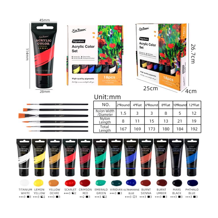 package of 12 base acrylic paint