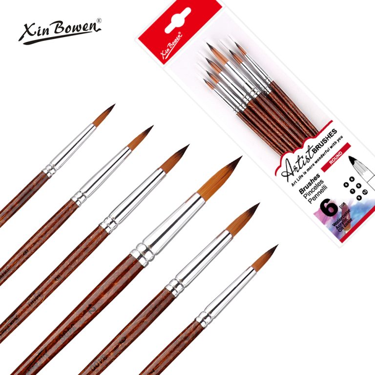tea color 6pieces round head paintbrushes set