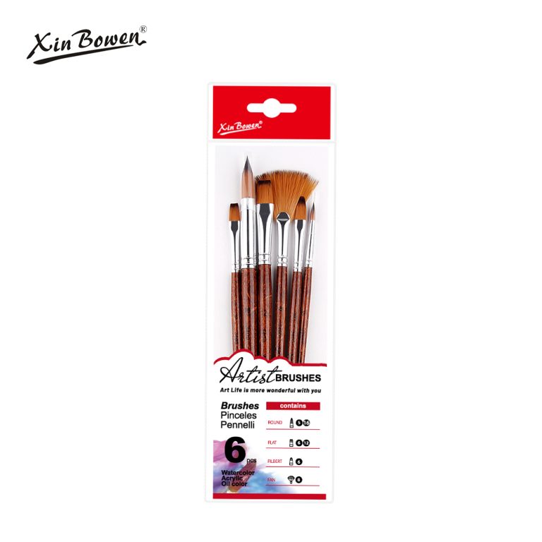 tea color flat head paintbrush 6pieces set