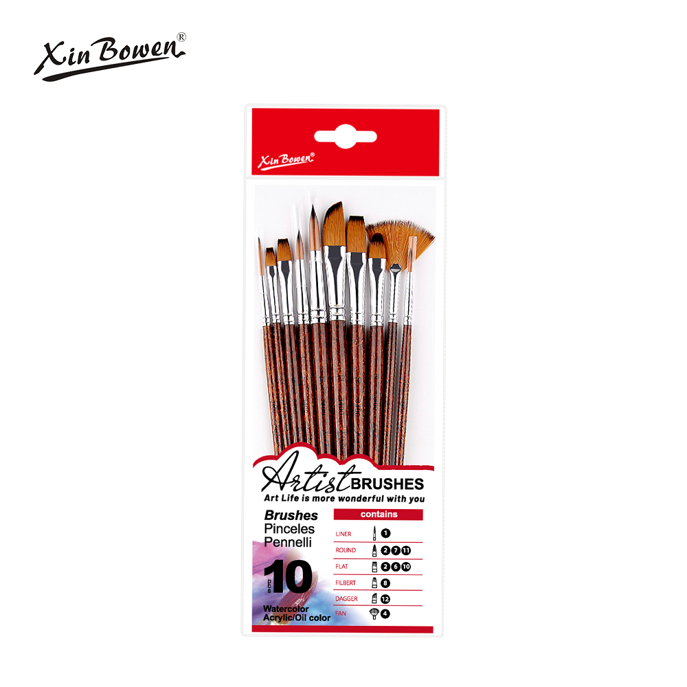 tea color mixed fan shape head paintbrush