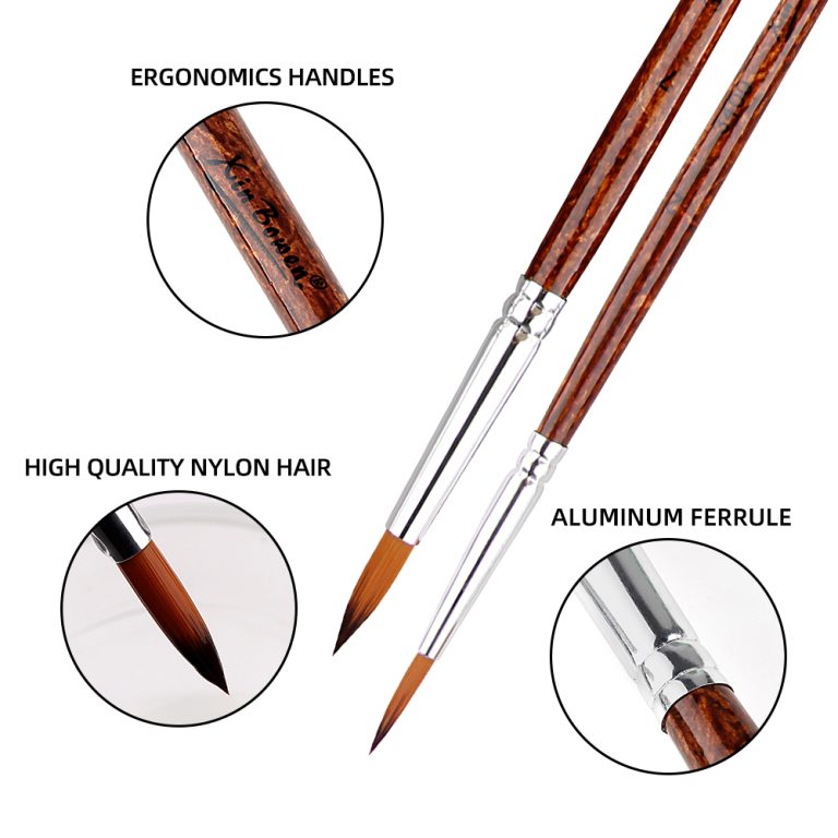 tea color round head paintbrush details