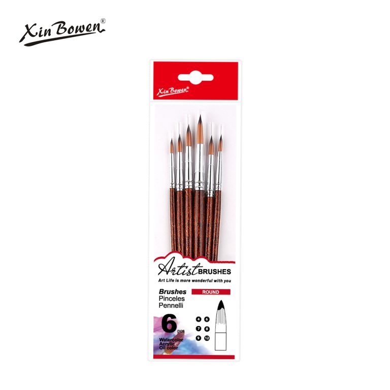 tea color round head paintbrush pvc bag