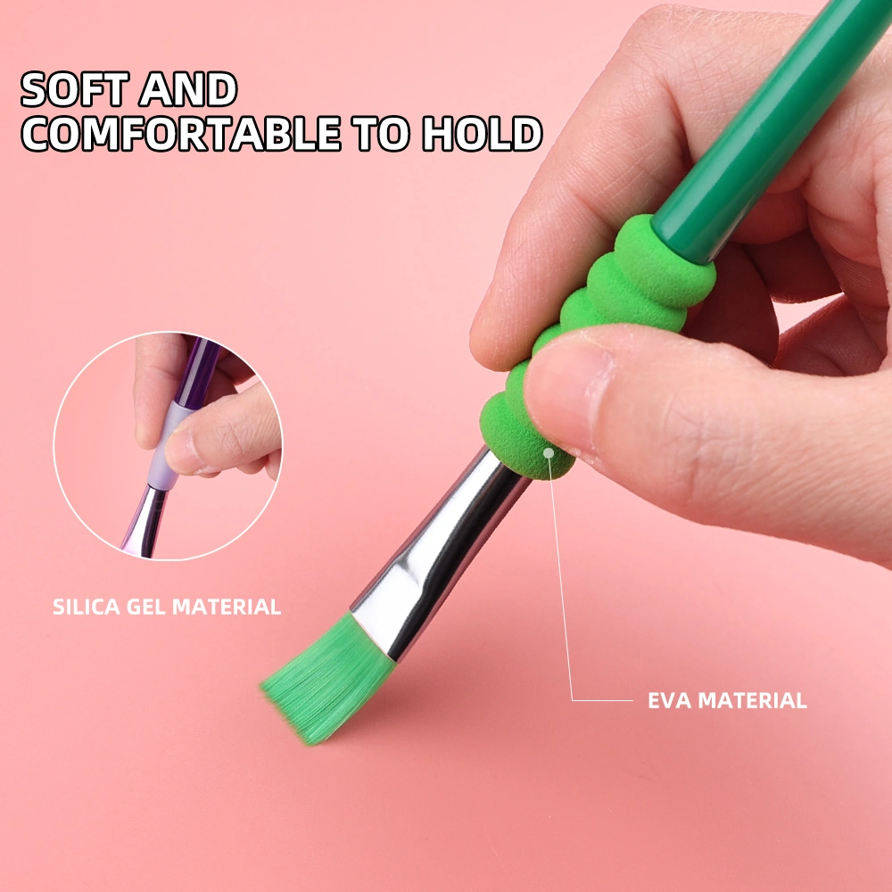 Plastic Sponge Paintbrush Round Type 5 Pieces Candy Color Handle 1
