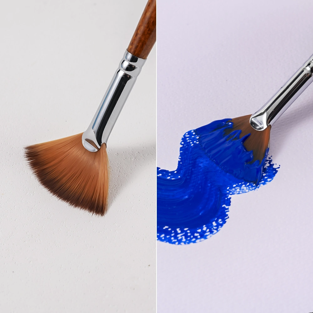 #12 Fan Head Paintbrush 579 Long Wood Handle 4