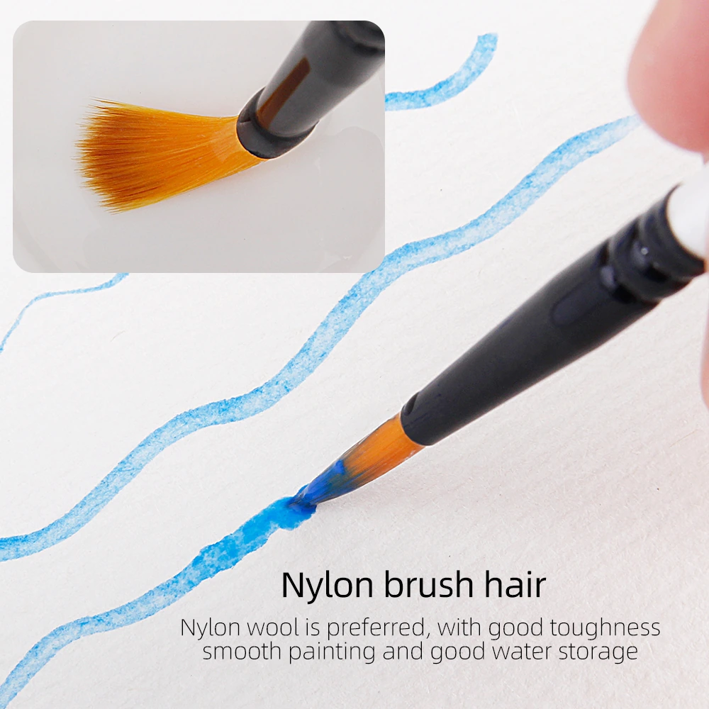 4 Pieces Nylon Liner & Details Paintbrushes Set Pearl White Wood Handle 3