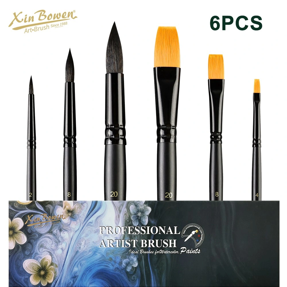 Xin Bowen 6pcs Professional Watercolor Brush Set （Synthetic Squirrel Hair & Nylon） 1