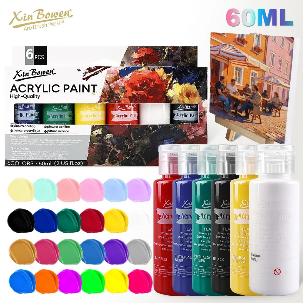 Xin Bowen High Coverage Acrylic Paint for Artists 60ML Set (Standard, Metallic, Fluorescent & Macaron Colors) 1