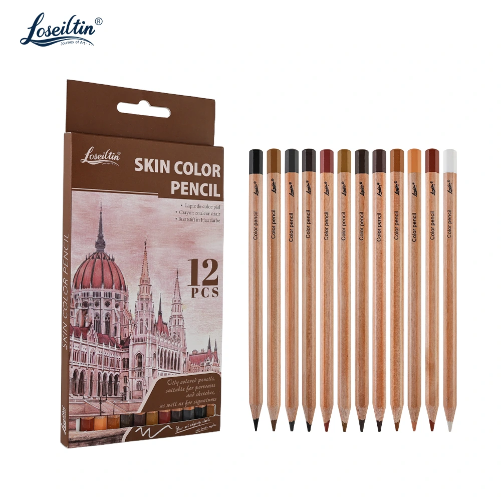 Xin Bowen Skin Color Pencils 12 Colors Professional Charcoal Drawing Set 1