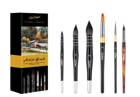 6pcs Quality Animal Fur Watercolor Paintbrushes Set