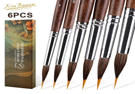 6 Size Animal Fur +Nylon Tips Professional Watercolor Artist Brush