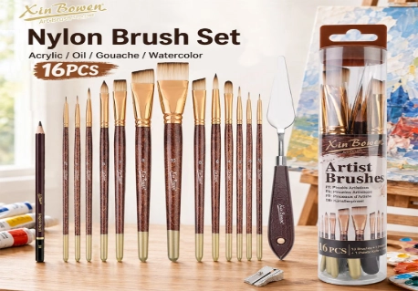 Xin Bowen 16 Pcs Artist Brush Set with Palette Knife & Graphite Pencil