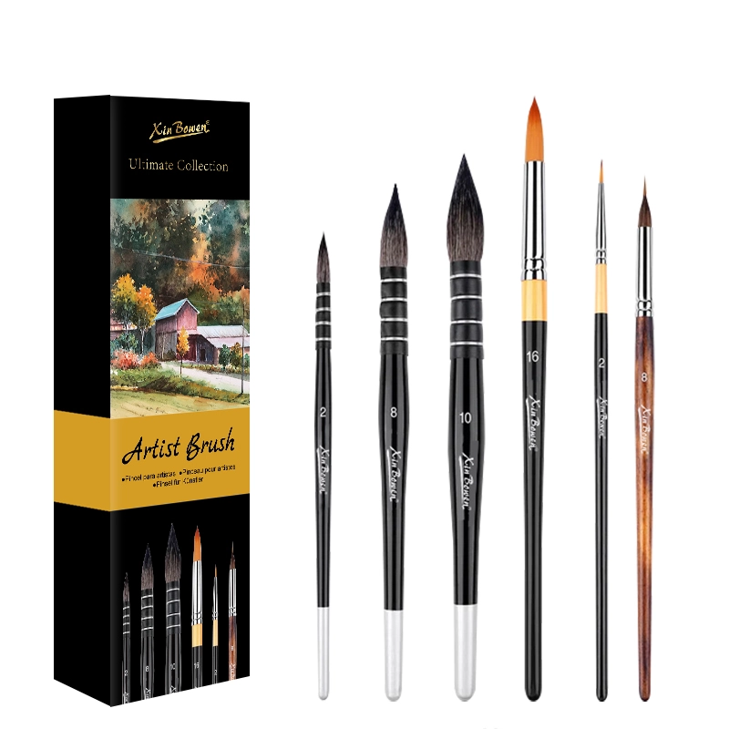 set of artist paintbrushes with packaging box